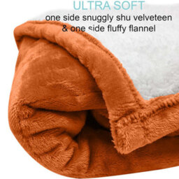 Ameha Sherpa Fleece Blanket Rust Reversible Throw Soft Thick & Warm For Sofa Bed & Travel King 200X240Cm - thumbnail 2
