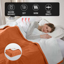 Ameha Sherpa Fleece Blanket Rust Reversible Throw Soft Thick & Warm For Sofa Bed & Travel King 200X240Cm - thumbnail 7