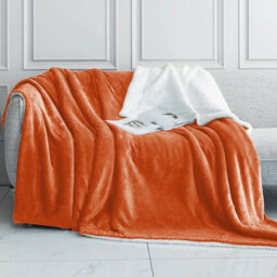 Ameha Sherpa Fleece Blanket Rust Reversible Throw Soft Thick & Warm For Sofa Bed & Travel King 200X240Cm - thumbnail 6