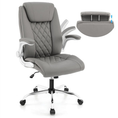Pu Leather Executive Office Chair Adjustable Computer Desk Chair Grey - image 1