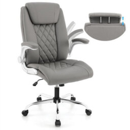 Pu Leather Executive Office Chair Adjustable Computer Desk Chair Grey - thumbnail 1