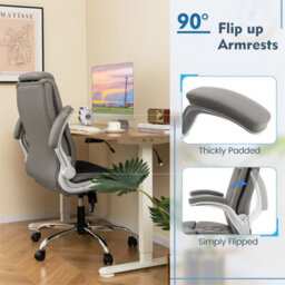 Pu Leather Executive Office Chair Adjustable Computer Desk Chair Grey - thumbnail 5
