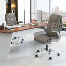 Pu Leather Executive Office Chair Adjustable Computer Desk Chair Grey - thumbnail 3