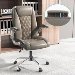 Pu Leather Executive Office Chair Adjustable Computer Desk Chair Grey - thumbnail 4