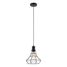 Luminosa Lighting Luminosa Industrial And Retro Hanging Pendant Black 1 Light  With Black Metal Shade, E27 - thumbnail 2