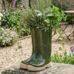 Dibor Set Of 2 Small And Large Dark Green Wellington Indoor Outdoor Garden Planter - thumbnail 3
