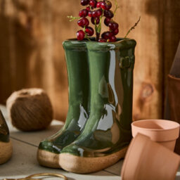 Dibor Set Of 2 Small And Large Dark Green Wellington Indoor Outdoor Garden Planter - thumbnail 4