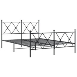 Berkfield Metal Bed Frame Without Mattress With Footboard Black 140X200Cm - thumbnail 3