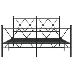 Berkfield Metal Bed Frame Without Mattress With Footboard Black 140X200Cm - thumbnail 4
