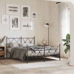 Berkfield Metal Bed Frame Without Mattress With Footboard Black 140X200Cm