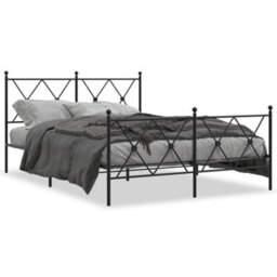 Berkfield Metal Bed Frame Without Mattress With Footboard Black 140X200Cm - thumbnail 2