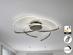 Luminosa Lighting Luminosa Cadence Integrated Led Semi Flush Ceiling Light Black 2700-5000K Remote Control - Uk Stock - thumbnail 1