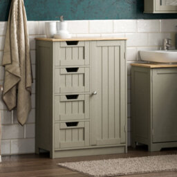 Lassic Bath Vida Priano Grey 4 Drawer 1 Door Freestanding Bathroom Cabinet Unit - thumbnail 1