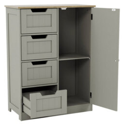 Lassic Bath Vida Priano Grey 4 Drawer 1 Door Freestanding Bathroom Cabinet Unit - thumbnail 9