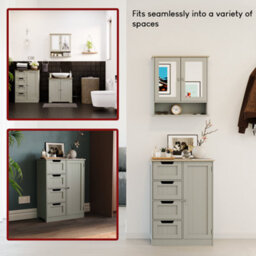 Lassic Bath Vida Priano Grey 4 Drawer 1 Door Freestanding Bathroom Cabinet Unit - thumbnail 7