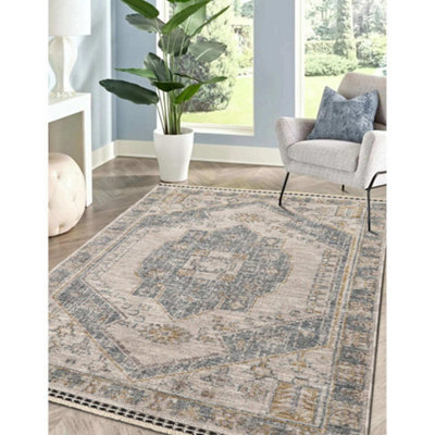 Melrose Mateo Traditional Vintage Look Blue Design Indoor Medium Area Rug 120/170Cm - image 1
