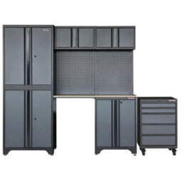 "Excel Tools Excel 77"" 7-Piece Garage Storage Cabinet System Worktop With Workbench & Pegboards" - thumbnail 4