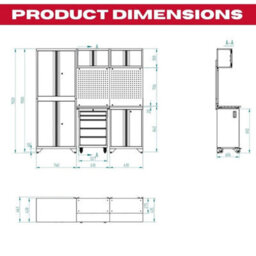"Excel Tools Excel 77"" 7-Piece Garage Storage Cabinet System Worktop With Workbench & Pegboards" - thumbnail 5