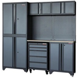 "Excel Tools Excel 77"" 7-Piece Garage Storage Cabinet System Worktop With Workbench & Pegboards" - thumbnail 1