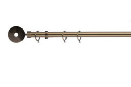 Lister Cartwright 28mm Antique Brass Fixed Metal Curtain Pole Set Rings With Horologue Finial(150 Cm)