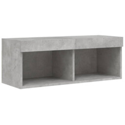 Berkfield 8 Piece Tv Wall Cabinet Set With Led Lights Concrete Grey - thumbnail 8