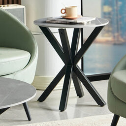 The Furniture Market Spider Round Side Lamp Table With Grey Sintered Stone Top 50Cm, Black Legs Kitchen Living Dining Room - thumbnail 4