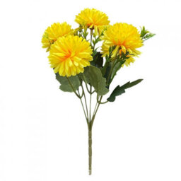 Amorly 4 Pack Artificial Chrysanthemum Bouquets, 5 Heads Yellow Faux Ball Mum Flowers, Fake Floral Stems For Fall Wedding Vase Decor - thumbnail 2