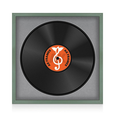 "16X16"" Green Classic Vinyl Record Frame With Mid Grey Mount For 12 Inch Lp Disc - Ak Frames" - image 1