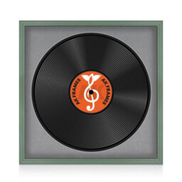 "16X16"" Green Classic Vinyl Record Frame With Mid Grey Mount For 12 Inch Lp Disc - Ak Frames" - thumbnail 1