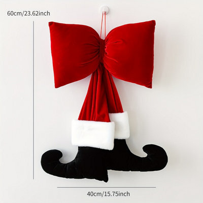 Amorly 60Cm Christmas Velvet Ribbon Bow Ornament, Suitable For Christmas Trees, Home Window Decorations, Festive Party Arrangements - image 1