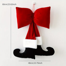 Amorly 60Cm Christmas Velvet Ribbon Bow Ornament, Suitable For Christmas Trees, Home Window Decorations, Festive Party Arrangements - thumbnail 2