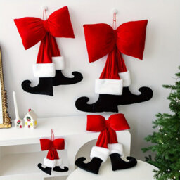 Amorly 60Cm Christmas Velvet Ribbon Bow Ornament, Suitable For Christmas Trees, Home Window Decorations, Festive Party Arrangements - thumbnail 7