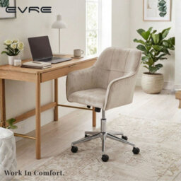 EVRE White Velvet Office Chair Swivel Desk Chair With Wheels & Adjustable Height - thumbnail 7