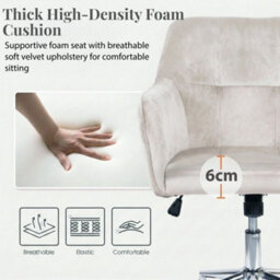 EVRE White Velvet Office Chair Swivel Desk Chair With Wheels & Adjustable Height - thumbnail 6
