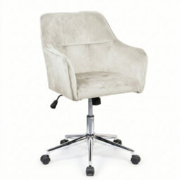 EVRE White Velvet Office Chair Swivel Desk Chair With Wheels & Adjustable Height - thumbnail 1