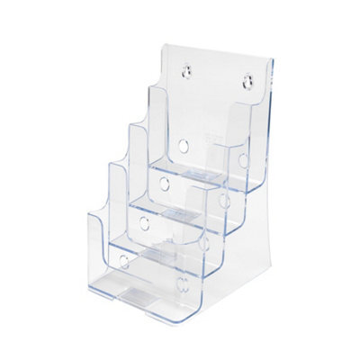 Deflecto Yearntree Deflecto Countertop 4 Tier A5 Portrait Multi-Tierliterature Holder - Magazine File Holder - Leaflet Holder Wall Mounting - image 1