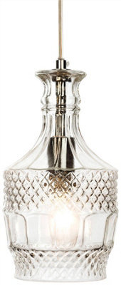 Luminosa Lighting Luminosa Decanter 1 Light Ceiling Pendant Chrome, Clear Decorative Glass, E14