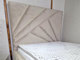 Stratus Interiors Geometric Lined Tv Bed Matching Foot Board - Steel Plush - Divan Ottoman Base - thumbnail 2