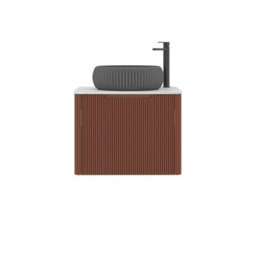 Royal Bathrooms Avenza 600mm Terracotta Clay Wall Hung Bathroom Countertop Vanity Unit 1 Drawer With Milan Black Basin - thumbnail 6