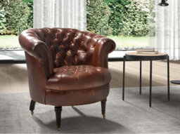 Angel Cerda Chester Armchair In Cognac Brown Leather - thumbnail 3