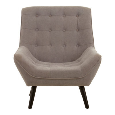 Orsina Interior By Premier Versatile Grey Curved Chair, Highback Velvet Buttoned Chair, Lightweight Velvet High-Back Dining Chair - image 1