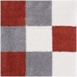 The Rugs Terra Grey And Ivory Soft Checkerboard Design Fluffy Shaggy Rugs And Runners High Pile Living Room Kitchen Hallway 381 - thumbnail 1