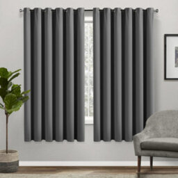 Bedlooms Dark Grey Thermal Insulated Blackout Window Eyelet Curtain (Pair) 66 X 54 Inches With Tie Backs Two - thumbnail 1