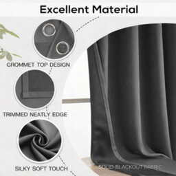 Bedlooms Dark Grey Thermal Insulated Blackout Window Eyelet Curtain (Pair) 66 X 54 Inches With Tie Backs Two - thumbnail 5