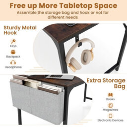 Costway 80 X 60 Cm Computer Desk Home Office Desk W/ Charging Station-Brown - thumbnail 4