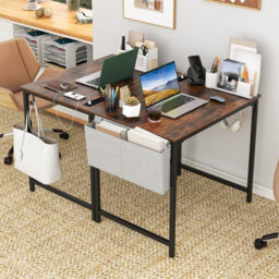 Costway 80 X 60 Cm Computer Desk Home Office Desk W/ Charging Station-Brown - thumbnail 8