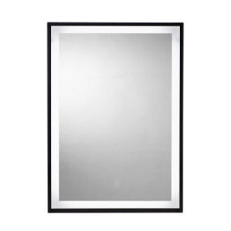 Croydex Burley Matt Black Rectangular Wall-Mounted Bathroom & Wc Illuminated Contemporary Illuminated Mirror (H)70Cm (W)50Cm - thumbnail 1