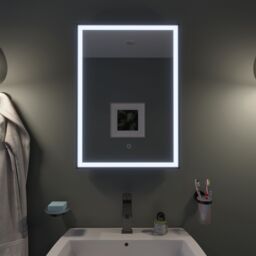Croydex Burley Matt Black Rectangular Wall-Mounted Bathroom & Wc Illuminated Contemporary Illuminated Mirror (H)70Cm (W)50Cm - thumbnail 5
