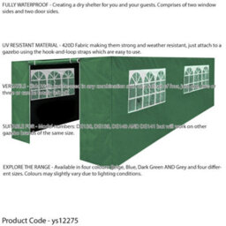 Loops Side Walls Door & Windows For 3X6M Pop-Up Gazebo - Green - Garden Party Tent - thumbnail 2