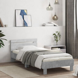 Berkfield Bed Frame Without Mattress With Led Lights Concrete Grey 90X200 Cm - thumbnail 3